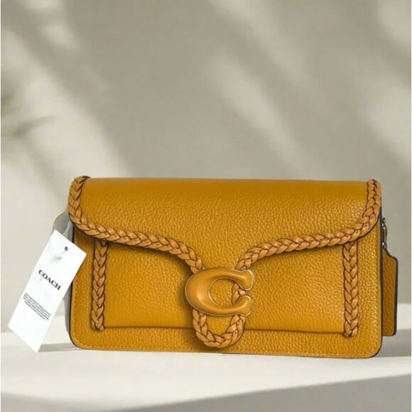 Coach Tabby Chain Clutch Braided Buttercup Leather CJ863 Crossbody Chain ORGPKG - Picture 1 of 14